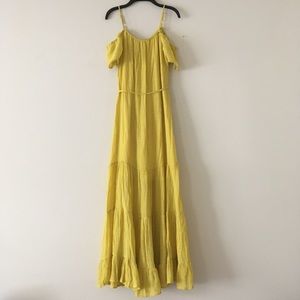 Yellow Bohemian Off-the-Shoulder Maxi Dress